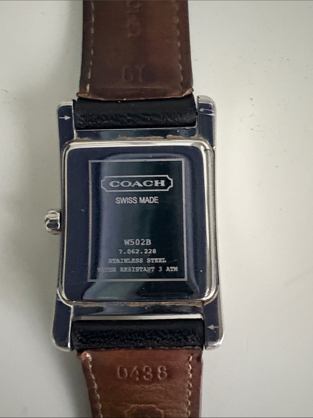 Coach W502B Swiss Quartz Watch – Black Leather Strap | Classic Rectangle Watch - Picture 7 of 9